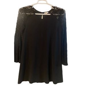 Charming Charlie Black Dress with Flare Lace Sleeves Size S